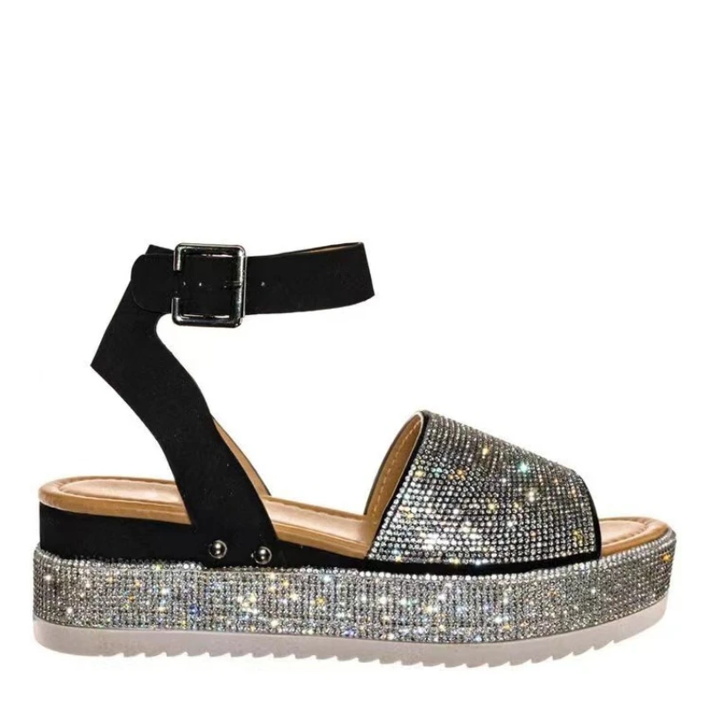Buty damskie 2023 moda pasek na kostkę damskie sandały letnie klapki koturny damskie dżety sandały na platformie Zapatos Mujer