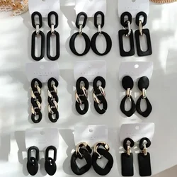 Punk Black Statement Earrings for Women Vintage Brincos Geometric Heart Dangle Drop Earings Fashion Jewelry Unusual Earrings