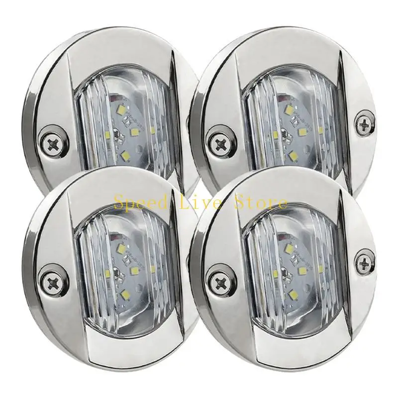 

547C Navigation-Boat Interior Deck Light LED 12V Waterproof For Kayak Yacht Stern Lamp Chrome Bezel Marine Lights 4pcs