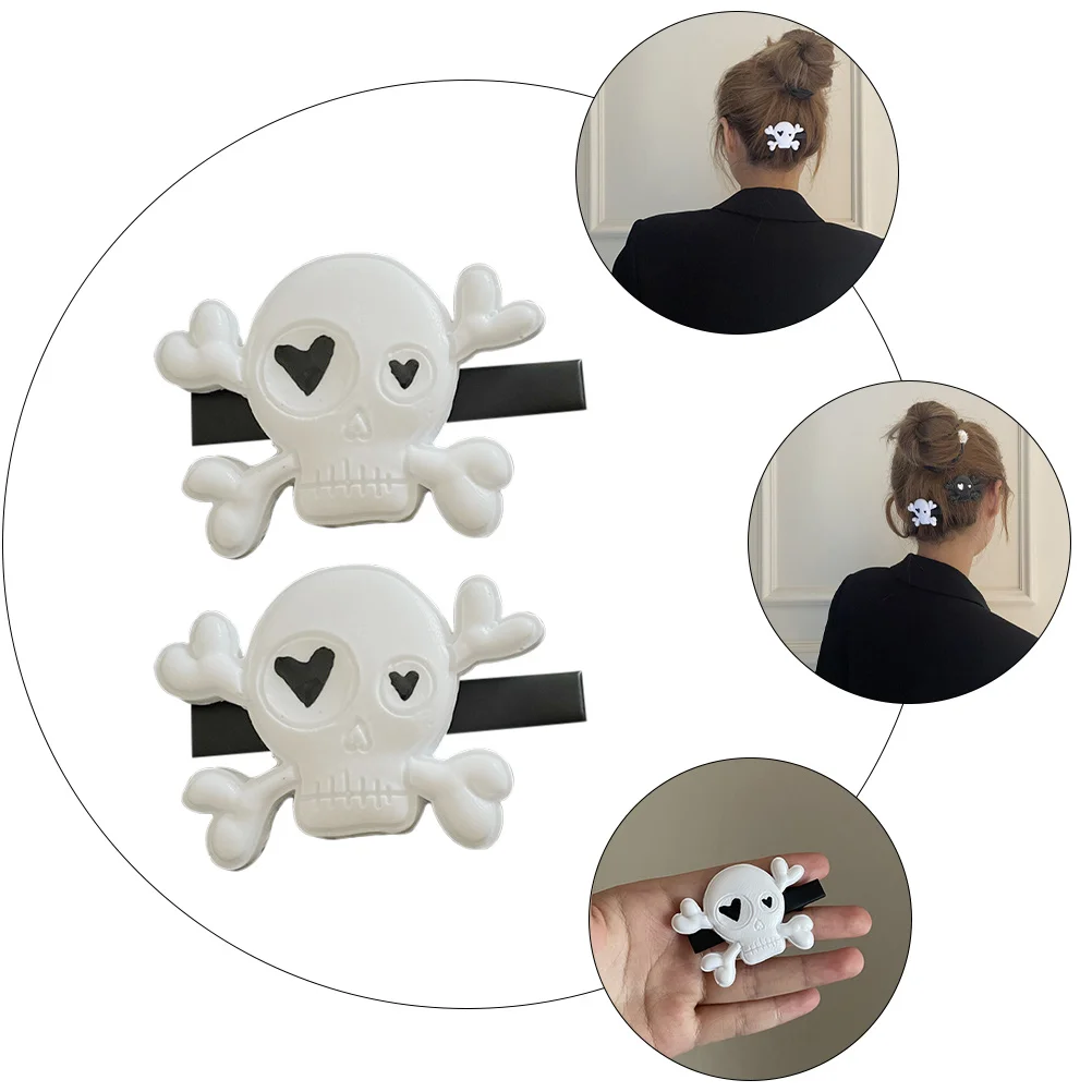 2 قطعة مشبك شعر على شكل جمجمة على شكل فاسق دبابيس شعر للهالوين إكسسوارات تنكرية للحفلات التنكرية دبوس شعر على شكل جمجمة