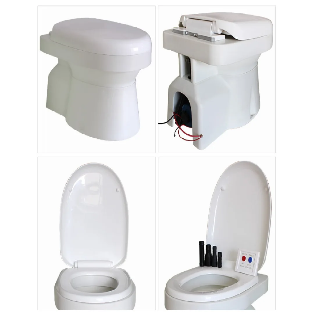 Plastic marine electric toilet, yacht automatic suction toilet, RV crushing motor, plastic toilet, car toilet