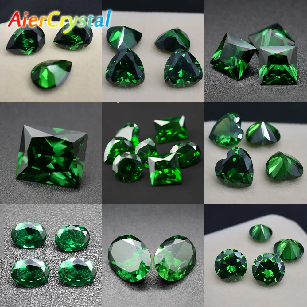 Emerald Corundum Spinel Shape Inlaid Green Gemstone Pendant Diy Jewelry Wedding Decoration for Valentine's Day Gift