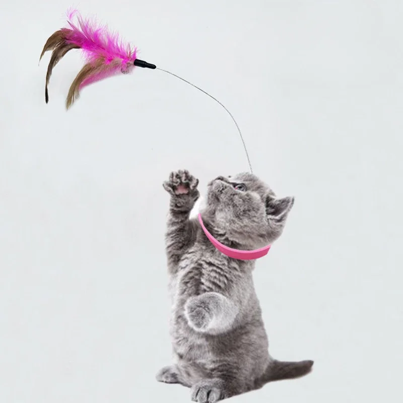 

Interactive Cat Toys Funny Feather Teaser Stick with Bell Pets Collar Kitten Playing Teaser Wand Training Toys for Cats Supplies