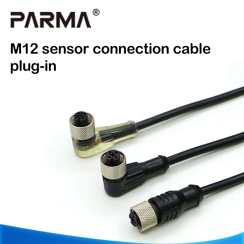 M8 Proximity Photoelectric Sensor Cable M12 Connector 2 3 4 Core Wire 4Pin Straight Angled Plug With LED Indicator Light