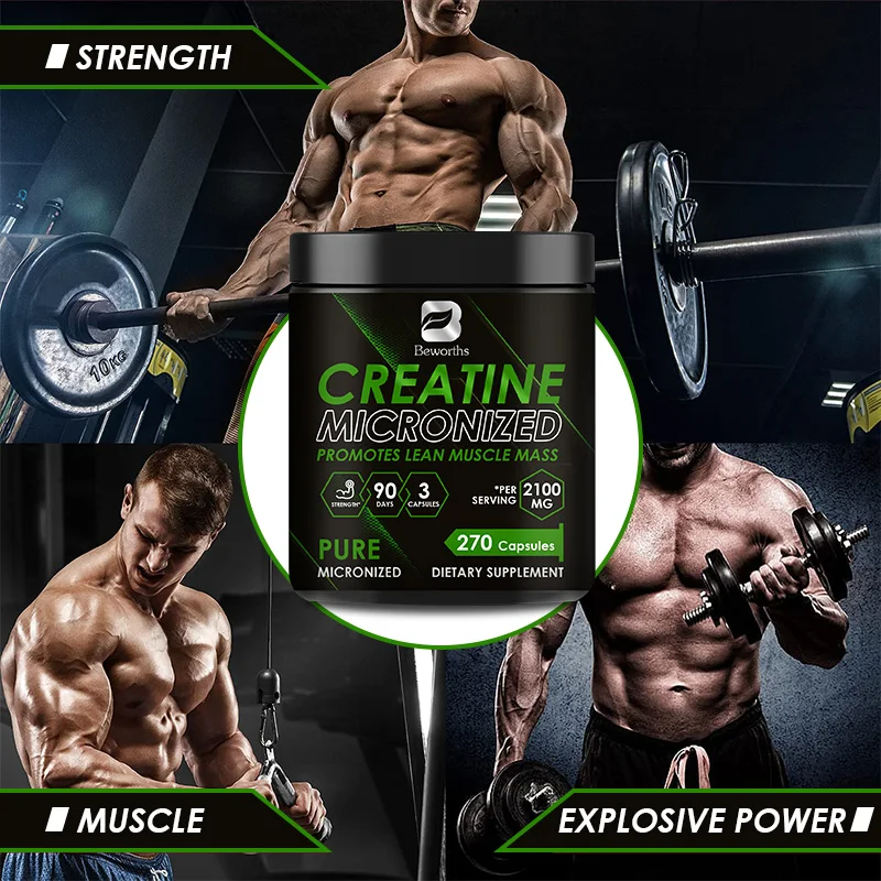 BEWORTHS 100% Pure Creatine Monohydrate Creatine Capsule Help Build Muscle, Enhance Energy and Performance For Adults