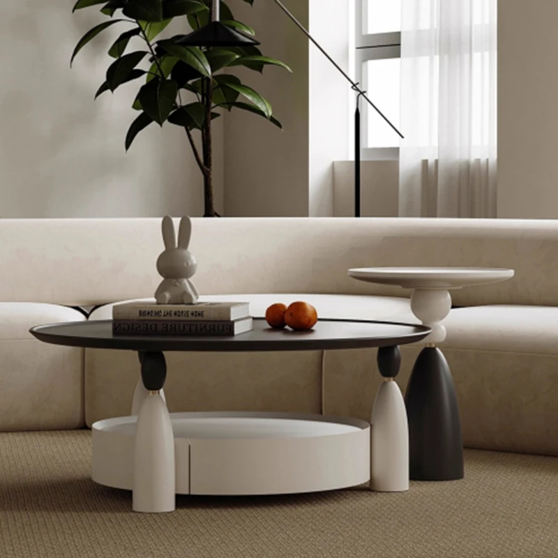 

Modern Designer Coffee Table Round Aesthetic Simple Living Room Side Table Unique Space Saving Mesa Auxiliar Home Furniture