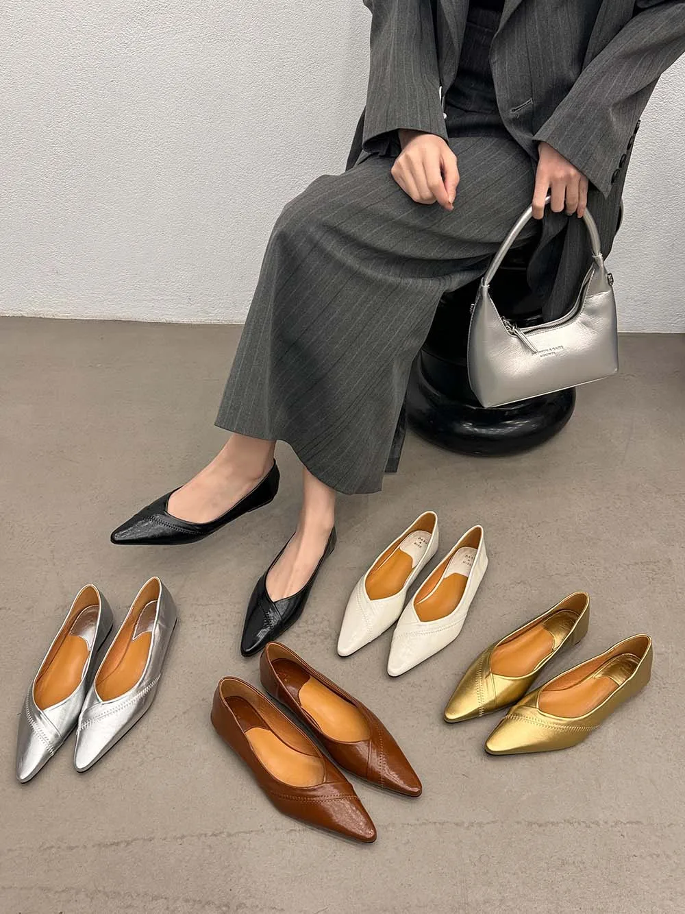 

Pointed Toe Women Casual Ladies Shallow Slip On Low Heeled 2024 New arrivals Fashion Autumn Spring Comfortable Dress Shoes Woman