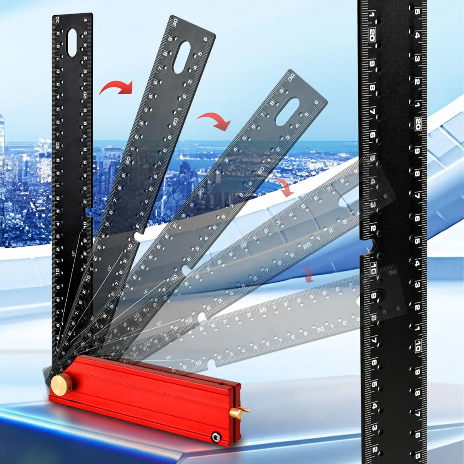 ไม้บรรทัดฉากตัวแอล 12 นิ้ว แบบยืดหดได้ สำหรับงานช่างไม้ วัดขนาดงานไม้ ใช้ได้ทั้งระบบเมตริกและอิมพีเรียล