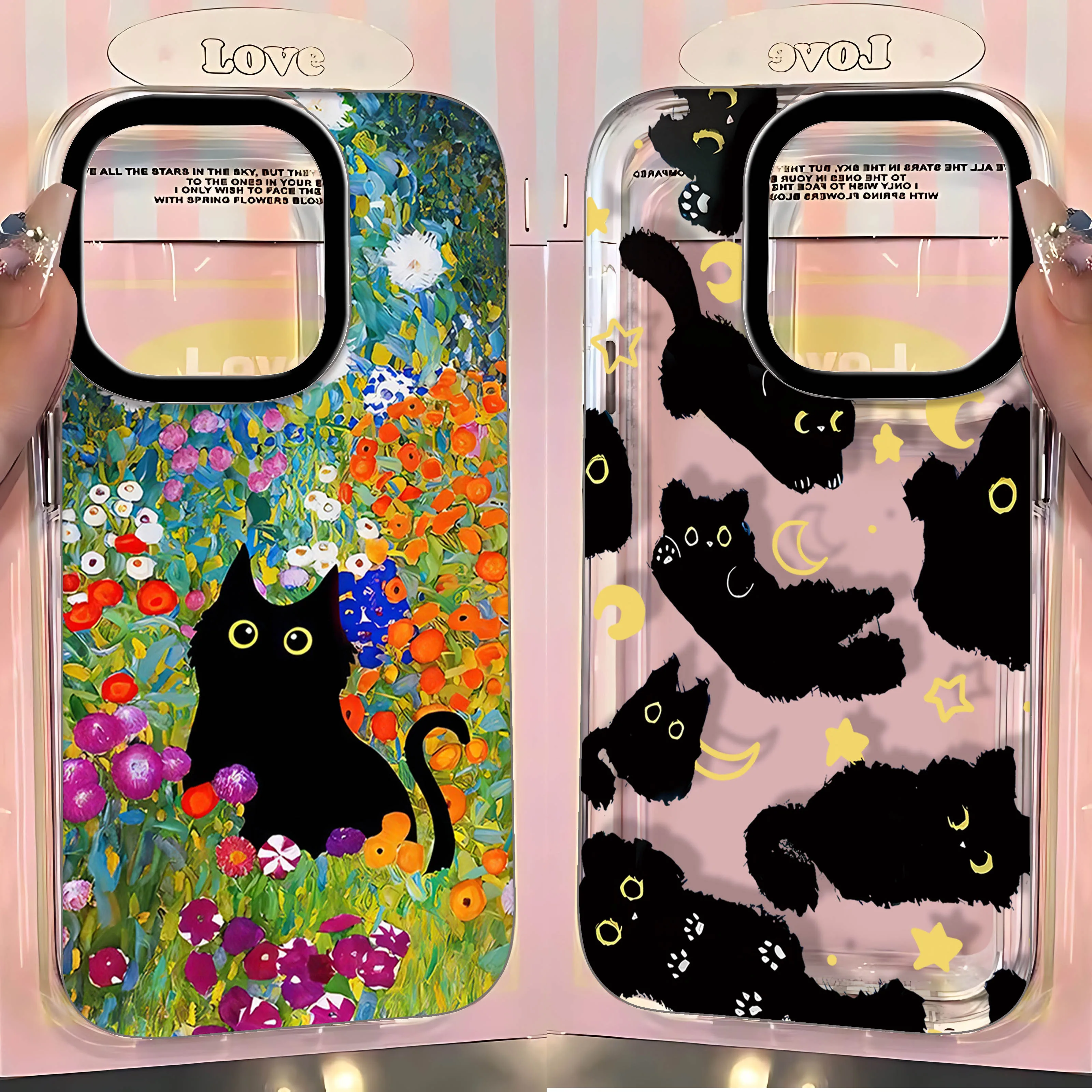 Корейский чехол для телефона Ins Cute Black Cats для Samsung Galaxy S24 S23 S22 S21 S20 FE Note20 Note10 Plus Ultra Lite 5G Clear TPU Cover