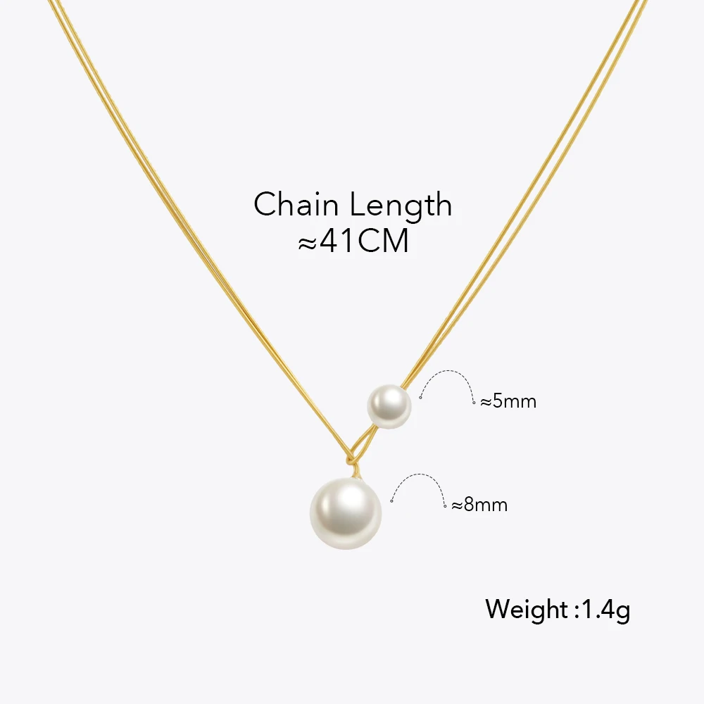 ENFASHION Collar Pearls Chan Necklace For Women's Stainless steel 18K Plated Gold Fashion Simple Dating Delicate Jewelry P253532