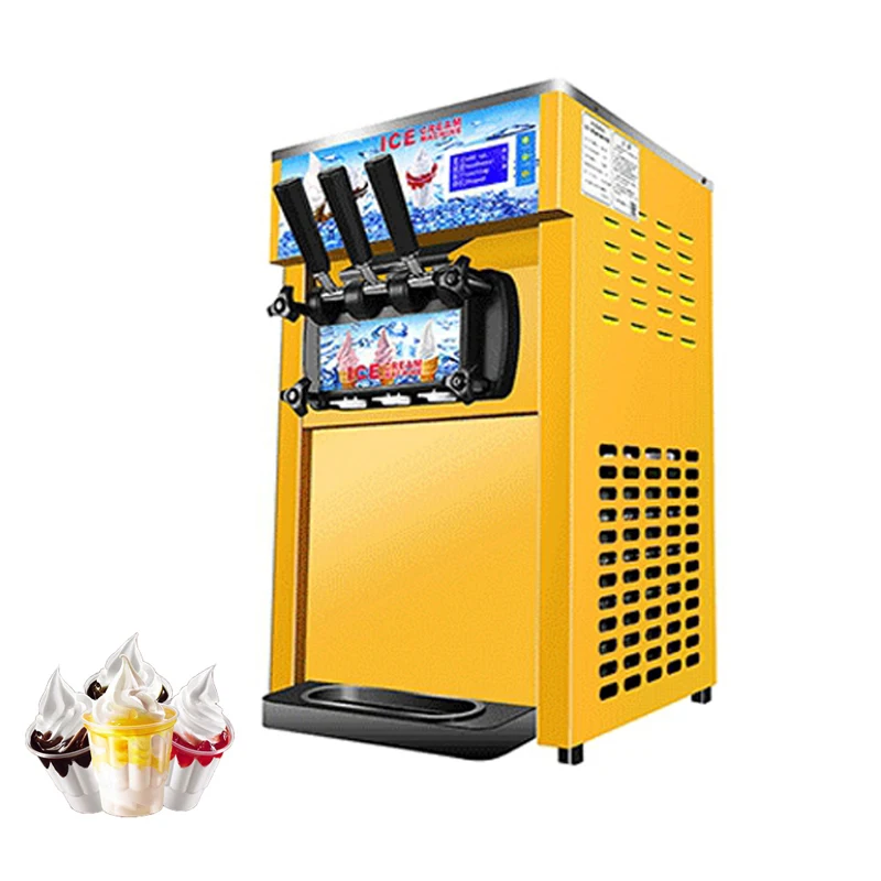 

21-26L/H Ice Cream Maker Commercial 3 Flavors Countertop Gelato Sorbet Yogurt Home Freezing Equipment Vending Machine