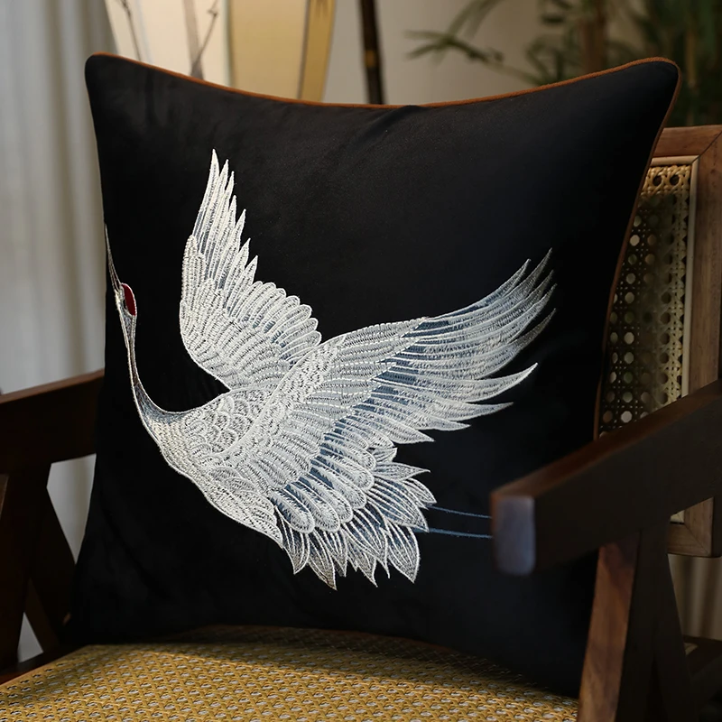 Chinese Style High-grade Embroidery Pillow Case Decorative Pillowcases 45x45 for The Living Room Velvet Luxury Cushion Cover