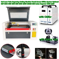 6040/4060 Touch Screen Offline Working System Optional Co2 Laser Engraving Cutting Machine With CW3000 Water Chiller Rotary Axis