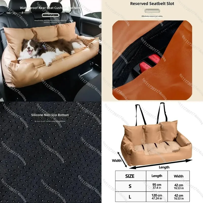 Waterproof Car Pet Seat Cover Removable Washable Dog Sofa Cushion Universal Large Rear Back Seat Pad for All Seasons