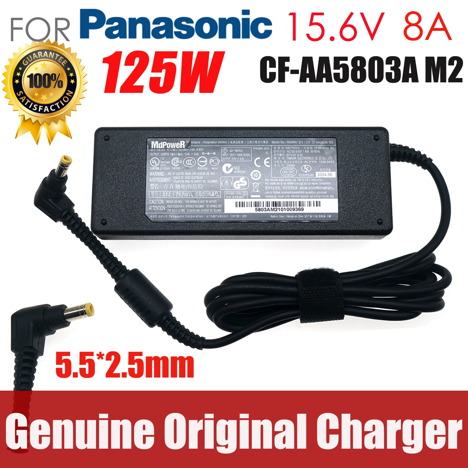 

Genuine 15.6V 8A CF-AA5803A CF-AA1683A AC Adapter Charger for Panasonic Toughbook CF-74/19 CF-51 CF-52 CF-30 CF-31 Power Supply