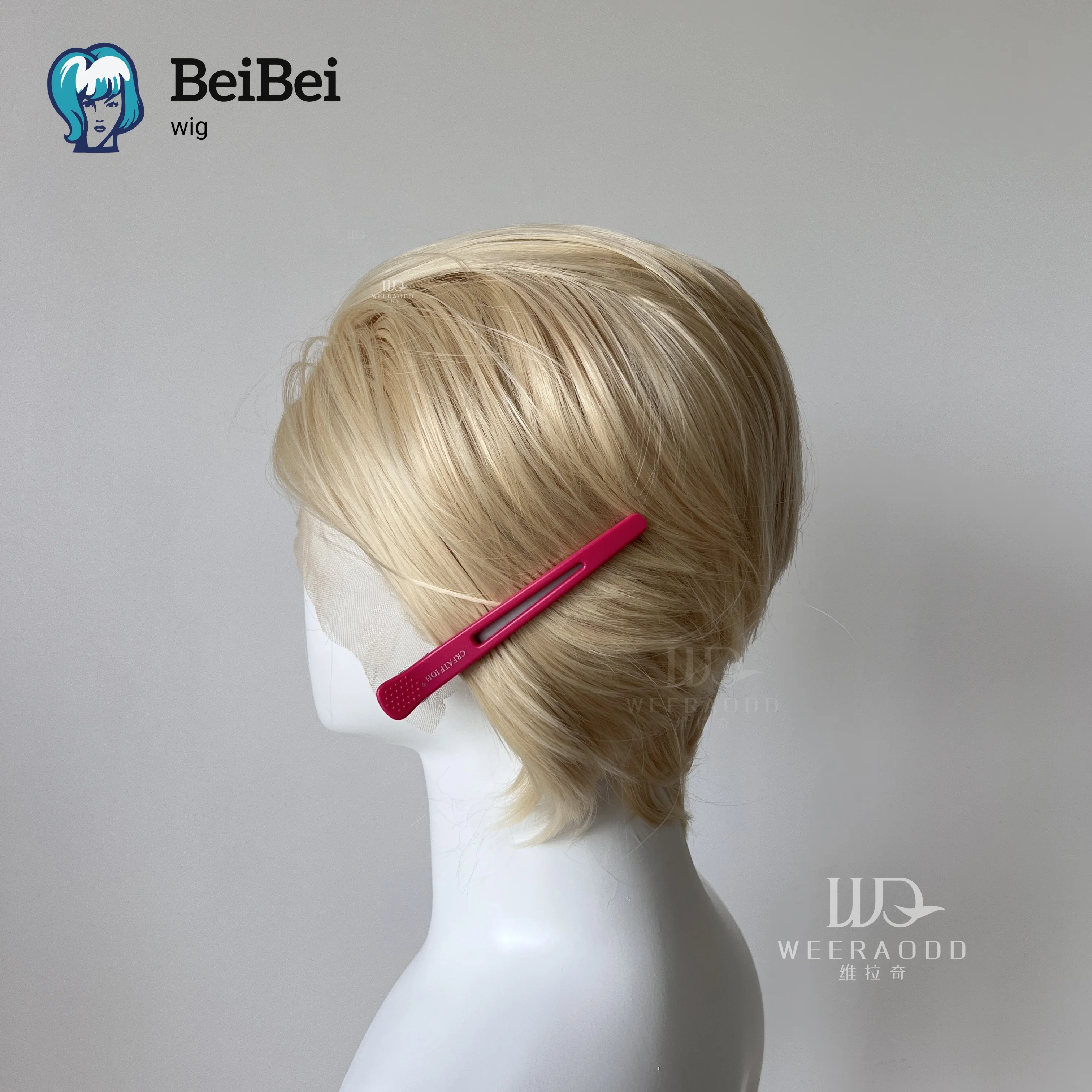 밝은 금발 짧은 8인치 13*4 레이스 프론트 가발 (남성용) 내열성 섬유 헤어 가발 쿨 헤어 코스프레용 합성 레이스 가발