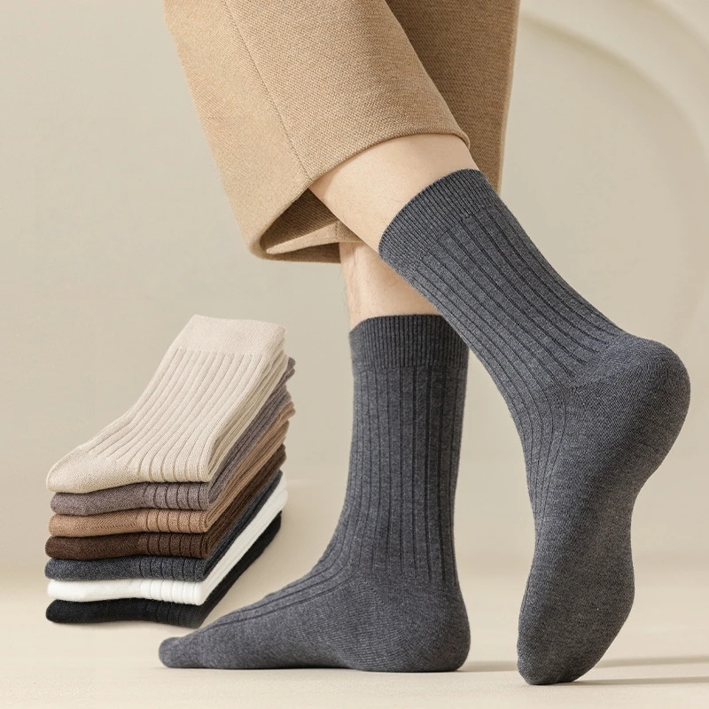 5 paia, nuovi calzini termici in lana da uomo, calzini a metà polpaccio caldi e confortevoli per affari, ufficio e abbigliamento casual, autunno, inverno,