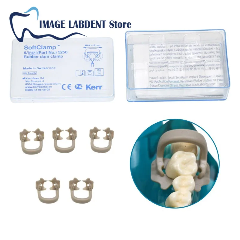 5pcs/box Dental Kerr Soft Clamp Universal Rubber Dam Sundries Molar Teeth Polymer Dental Supplies