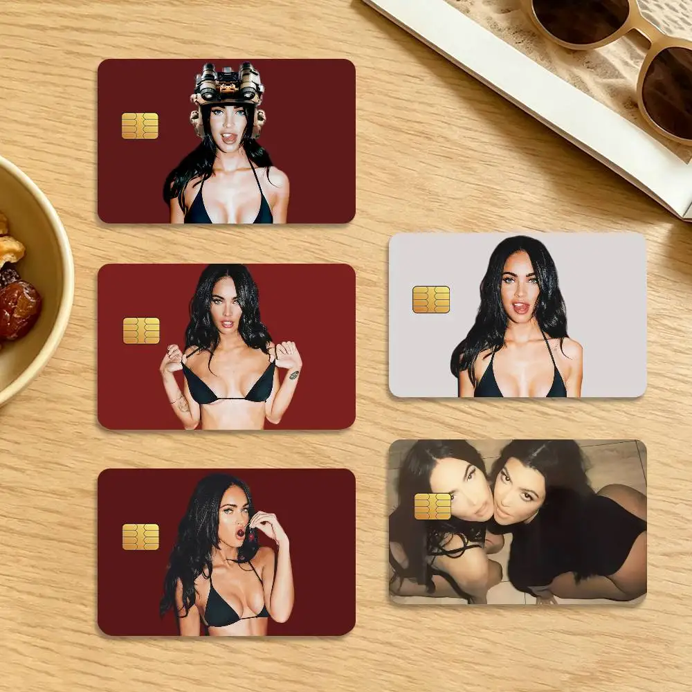 Actor Megan Fox Waterproof Anti-Scratch Card Skin Stickers 4Pcs Stylish Decor Covers for Credit & Debit Cards