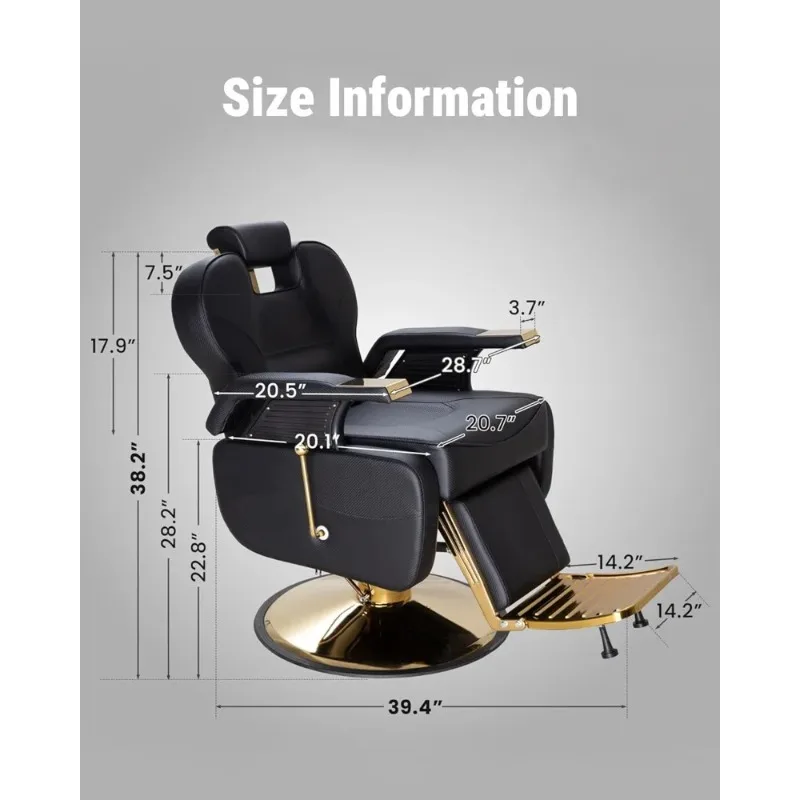 Salon Chair for Hair Stylist, 440 Lbs Heavy Reclining Barber Chair with High-Density Foam Cushioning, Customized