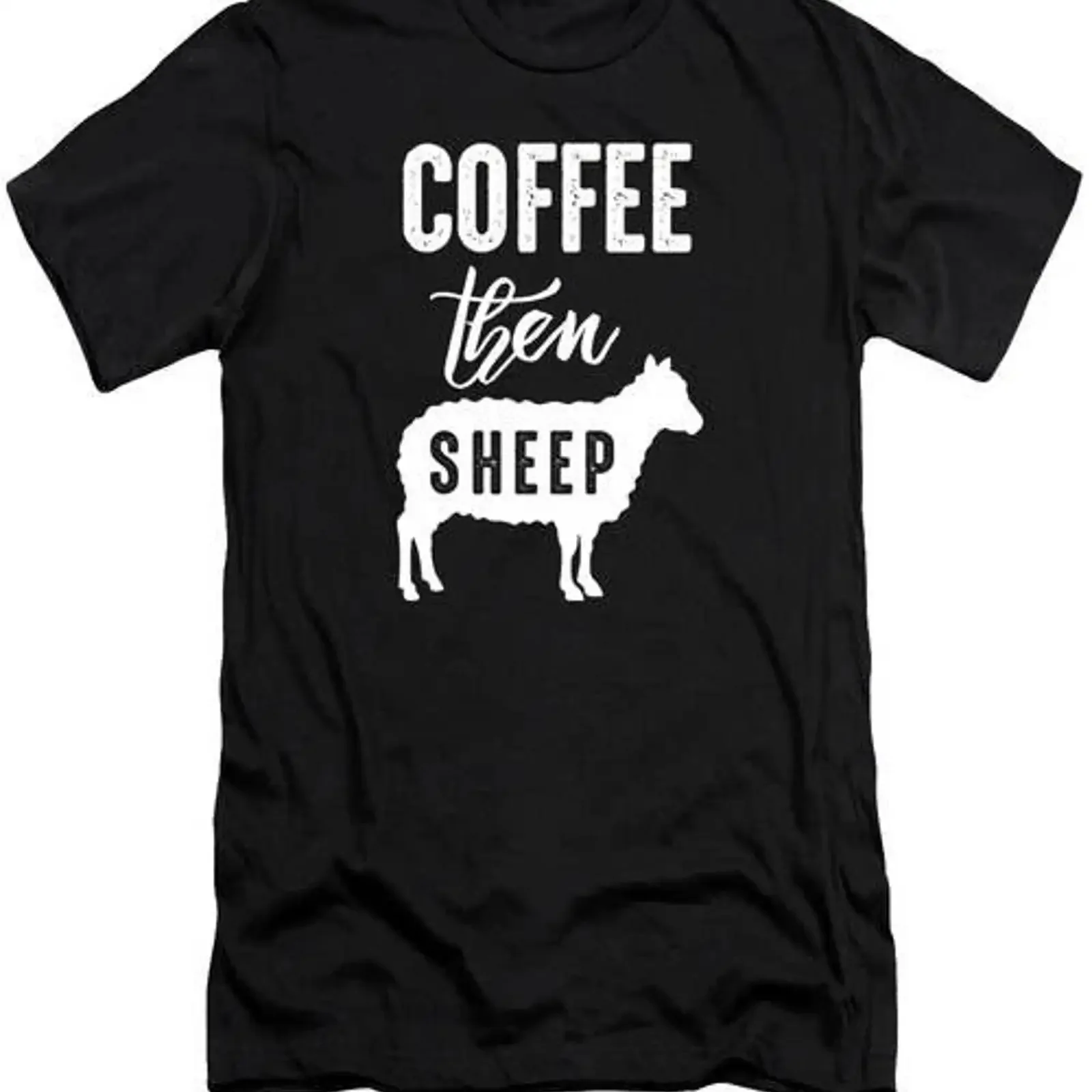 Lustiges T-Shirt „Kaffee und Schafe“ für Schafzüchter und Viehzüchter, S bis 3XL, Vintage-Waschung, modisch, weich, dehnbar, bequem