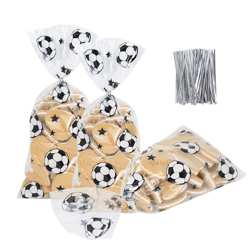 Borsa per bomboniere per feste di calcio, borse per caramelle a tema calcio con cravatte intrecciate, borse per confezioni regalo, decorazioni per