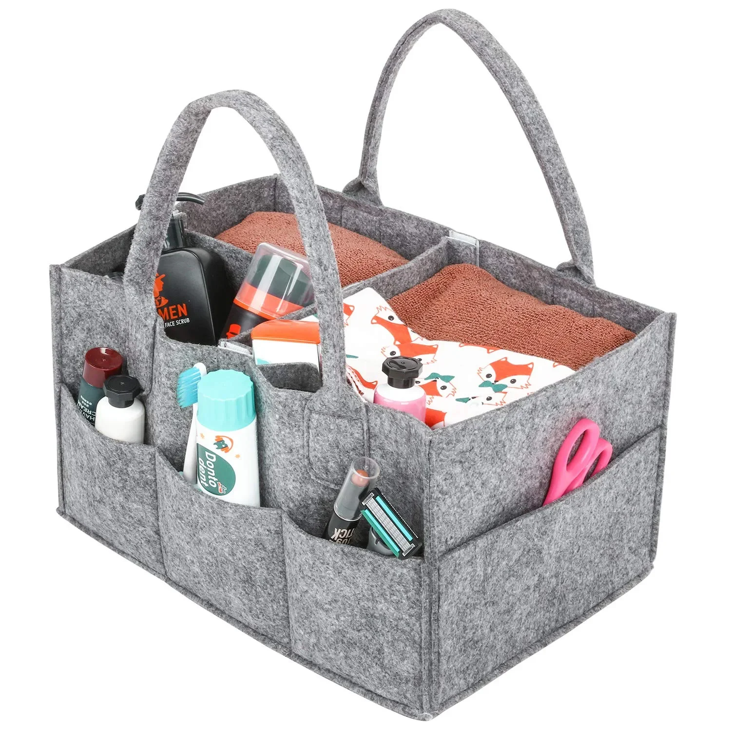 Saco de armazenamento de fraldas de feltro infantil bebê brinquedos diversos fraldas grande capacidade saco de fraldas de feltro