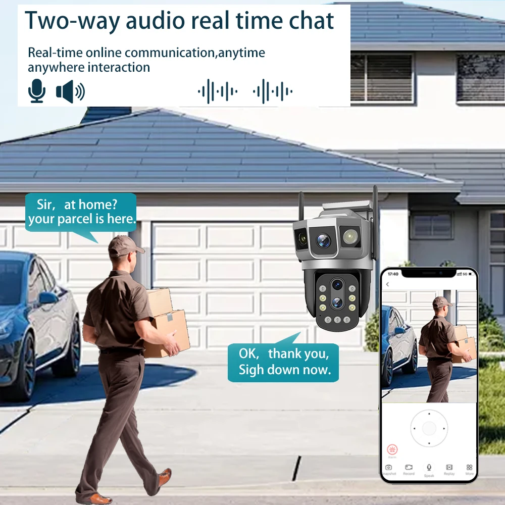 12MP HD WiFi Camera Outdoor Wireless PTZ IP Camera Built-in Battery Video Surveillance Camera V380 Pro Waterproof Cam CE/FCC