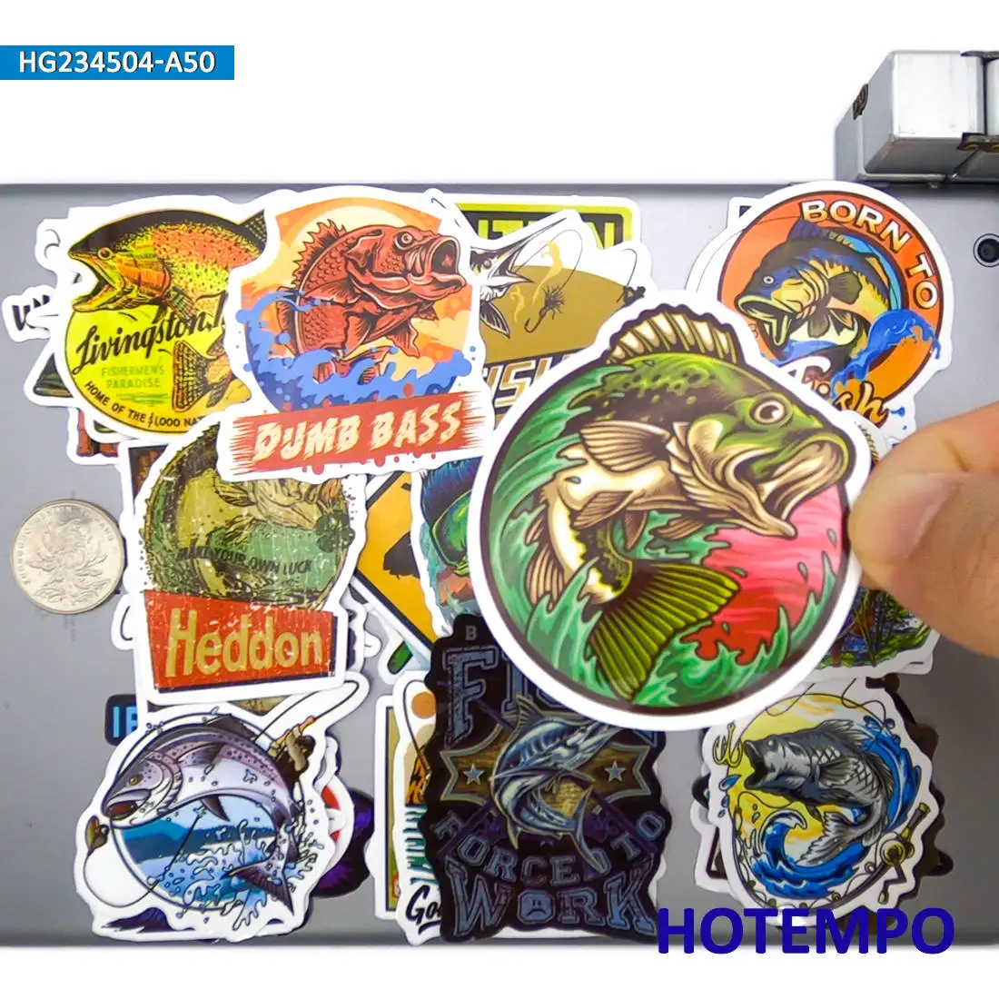 20/30/50Pieces Fisherman Style Go Fishing Stickers for Boats Fish Box Luggage Scrapbook Car Motorcycle Phone Laptop Sticker Toys