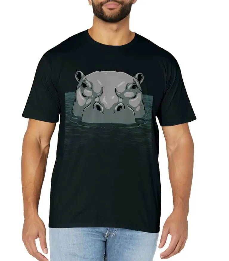 Cool Hippopotamus Lovers Zoo Safari Classic Logo T Shirt and Stickers, Unisex Adult T Shirt Collection image 2