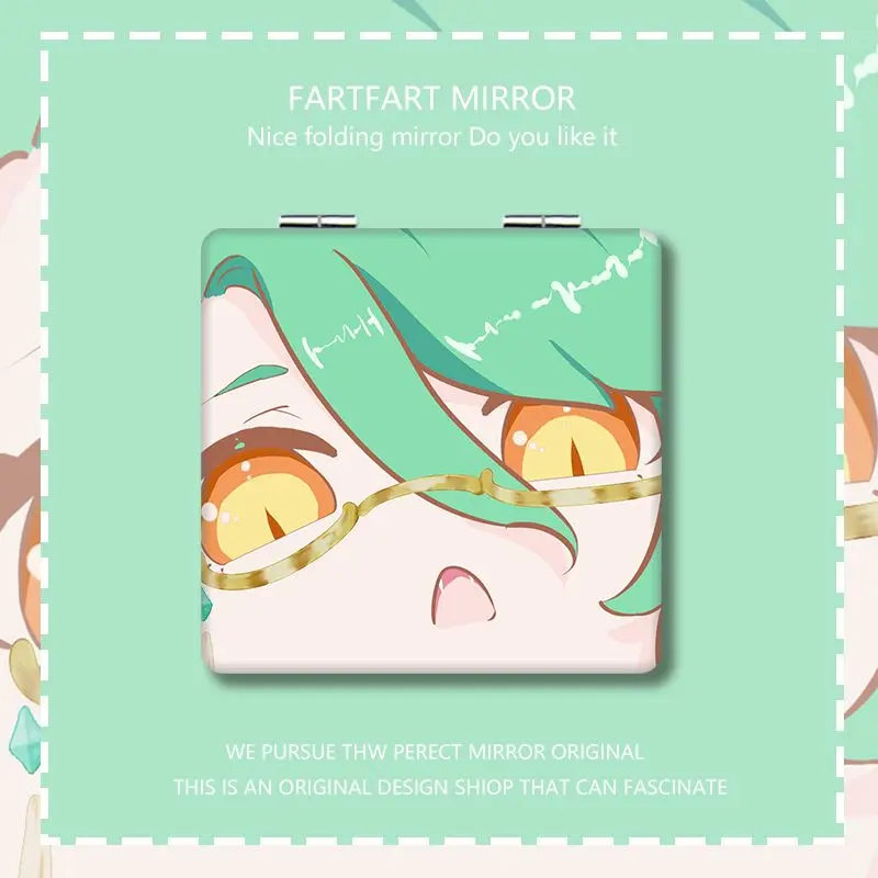 

Anime Game GS Impact Cosplay Baizhu Bubu Pharmacy Merch Kawaii Small Compact Pocket Cosmetic Mirror Double-sided (7)