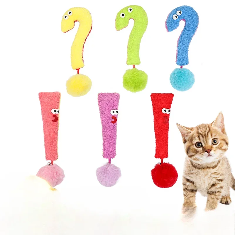 

Cat Pillow Self Hi Dopamine Double Color Blocked Sigh Question Mark Shape Cat Mint Toy