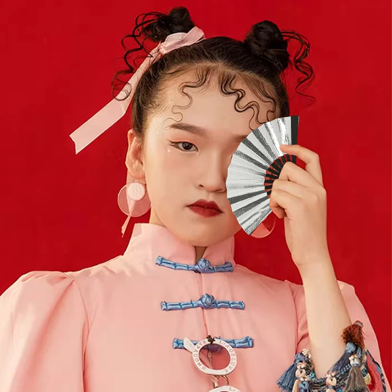 Handheld Fan 8Cm Mini Silk Fan Wall Hanging Cute Folding Fans Toys Handmade Doll Craft Fan Children's Toys Portable Dance Props