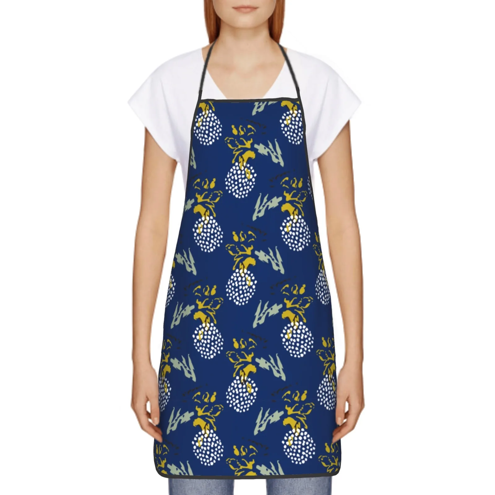 Summer Flower Polyester locking hem Apron Home Cooking Baking Kitchen Colorful Apron