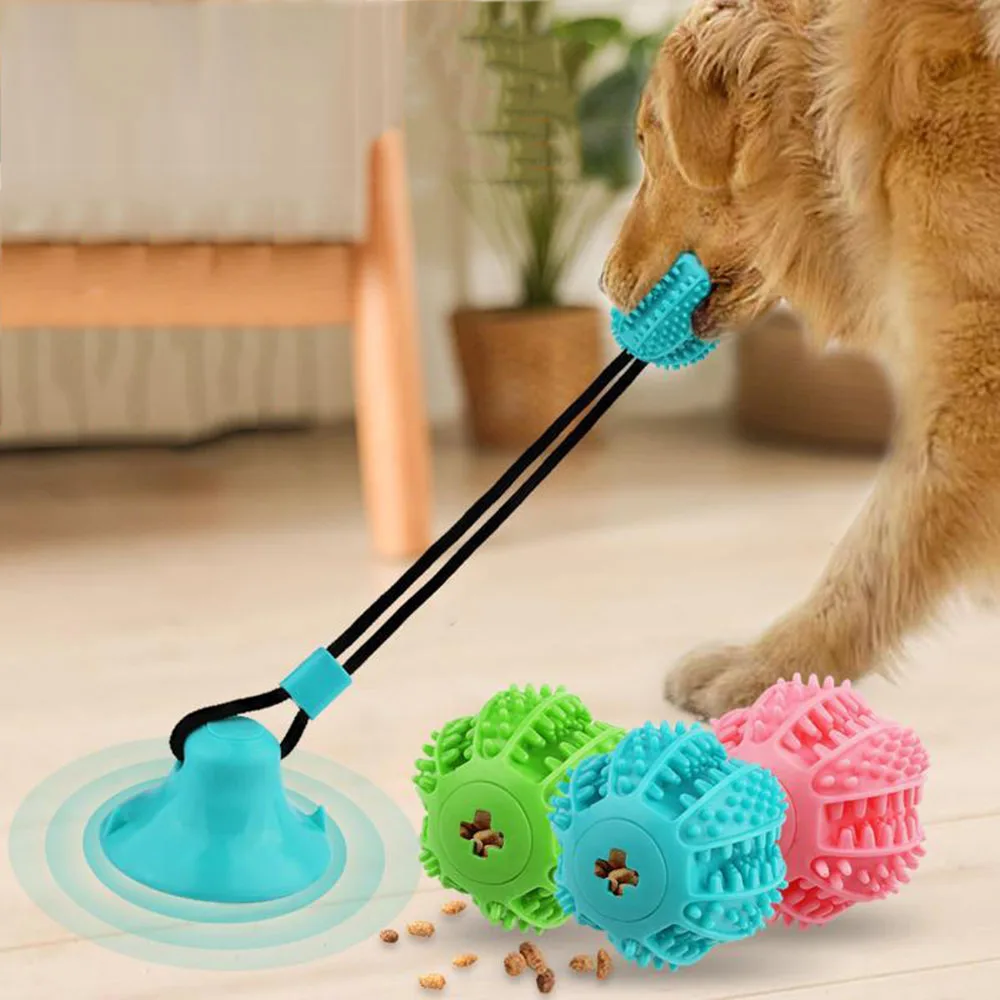 Juguete de tracción con ventosa para perro, cachorro para juguete para distribución de alimentos, limpieza de dientes, cuerda para masticadores agresivos, Tug of War