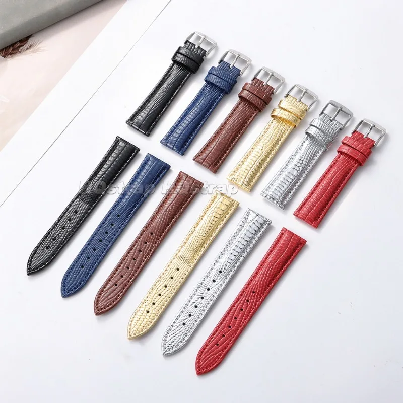 Lizard Grain Leather Watch Strap 18mm 20mm 22mm Cowhide Replacement Band for Omega for Seiko Bracelet Soft Comfortable Wristband