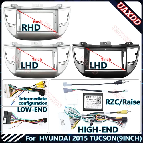 Radio con GPS para coche, reproductor multimedia con Android, estéreo, pantalla de audio, vídeo, cables de navegación, marco de arnés, para HYUNDAI TUCSON 2015, 9 pulgadas
