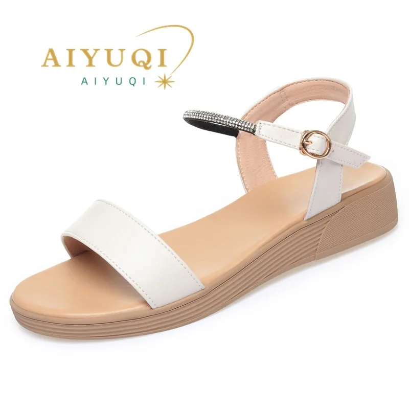 

AIYUQI Women's Sandals Flat 2024 Summer New Large Size Women's Sandals Open Toe Roman Sandals Women