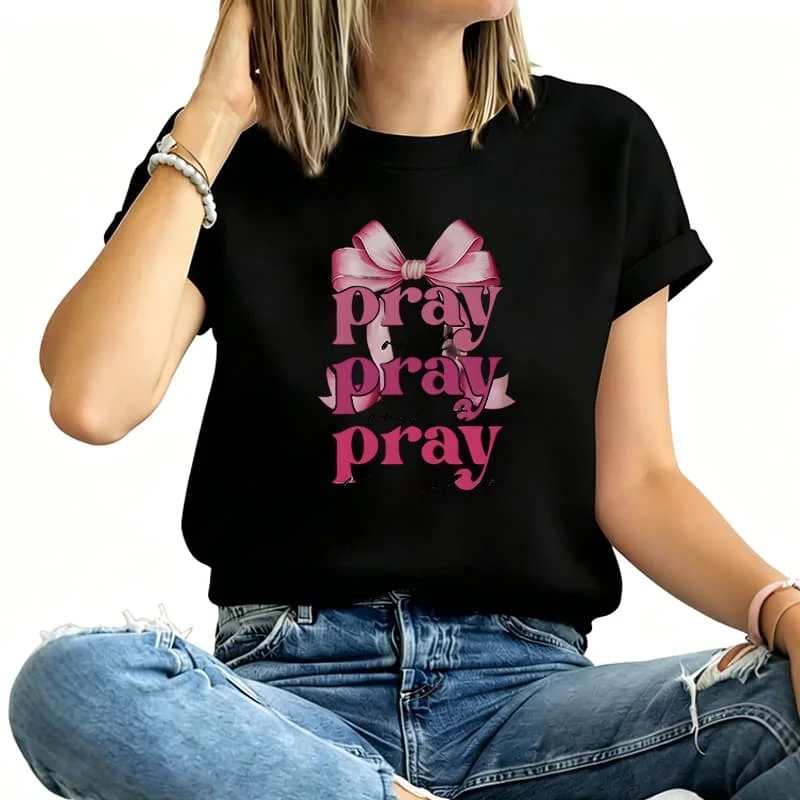 Bowknot Slogan Print Women's T-Shirt 100% Cotton Funny Graphic Short Sleeve Tee Novelty Shirt Casual Crew Neck Top S-5Xl