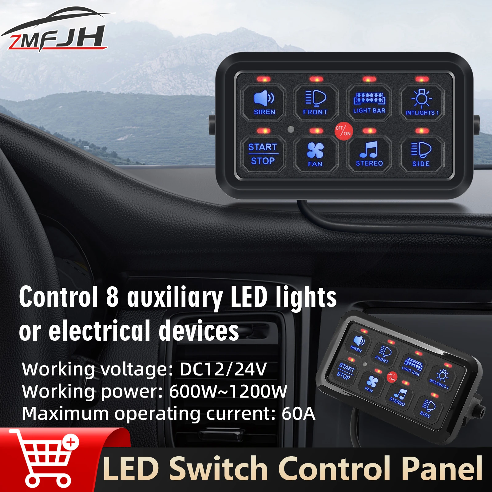 

LED Switch Control Panel Universal On-Off Circuit Control Relay System Box Slim For Car Truck UTV Caravan Camper RV SUV