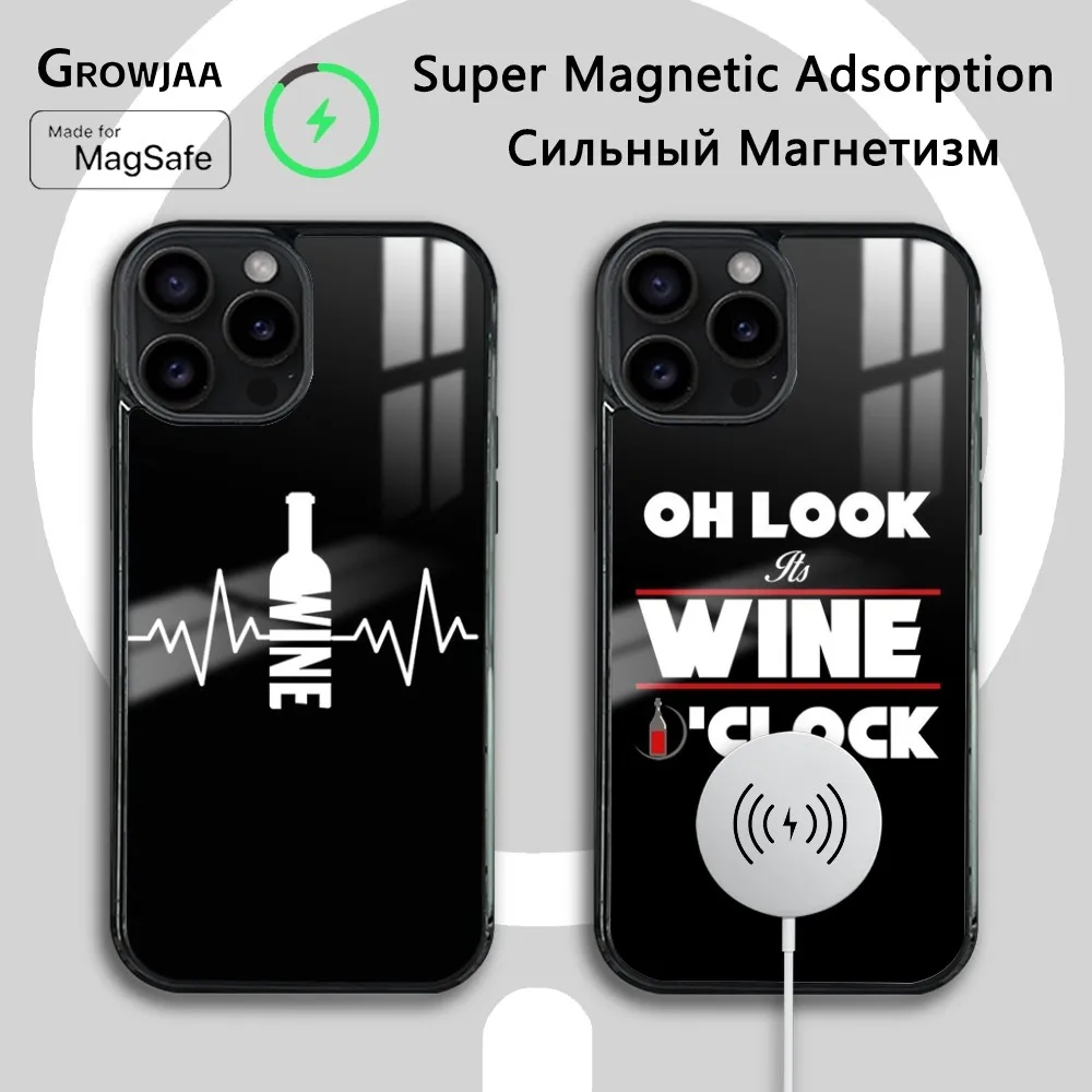 

Wine Lover Design Phone Case For iPhone 16 15 14 13 12 11 Pro Max Plus Mini New Magsafe Mirror Wireless Magnetic Cover