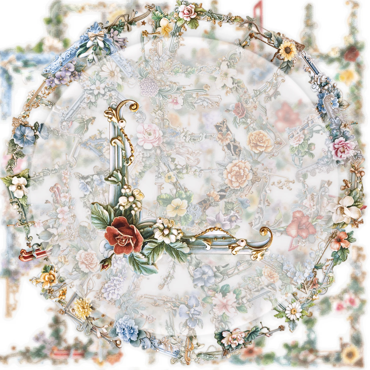 50 florale Fotorahmen-Aufkleber, transparente Graffiti-Aufkleber, geeignet zum Dekorieren von Wasserflaschen, Laptops, Mobiltelefonen, Koffern, Skateboards, Gitarren, Geschenkboxen, Partydekorationen