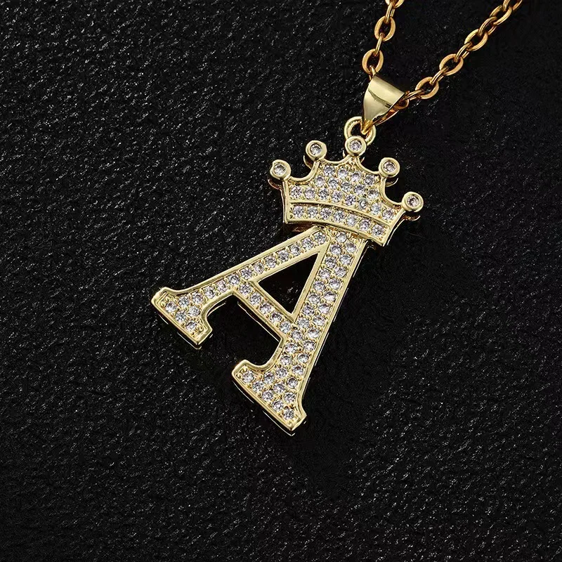 Europe and America Crown English Letter Necklace UNISEX Fashionable and High Appearance Hip Hop Rock Jewelry Necklace Accessorie