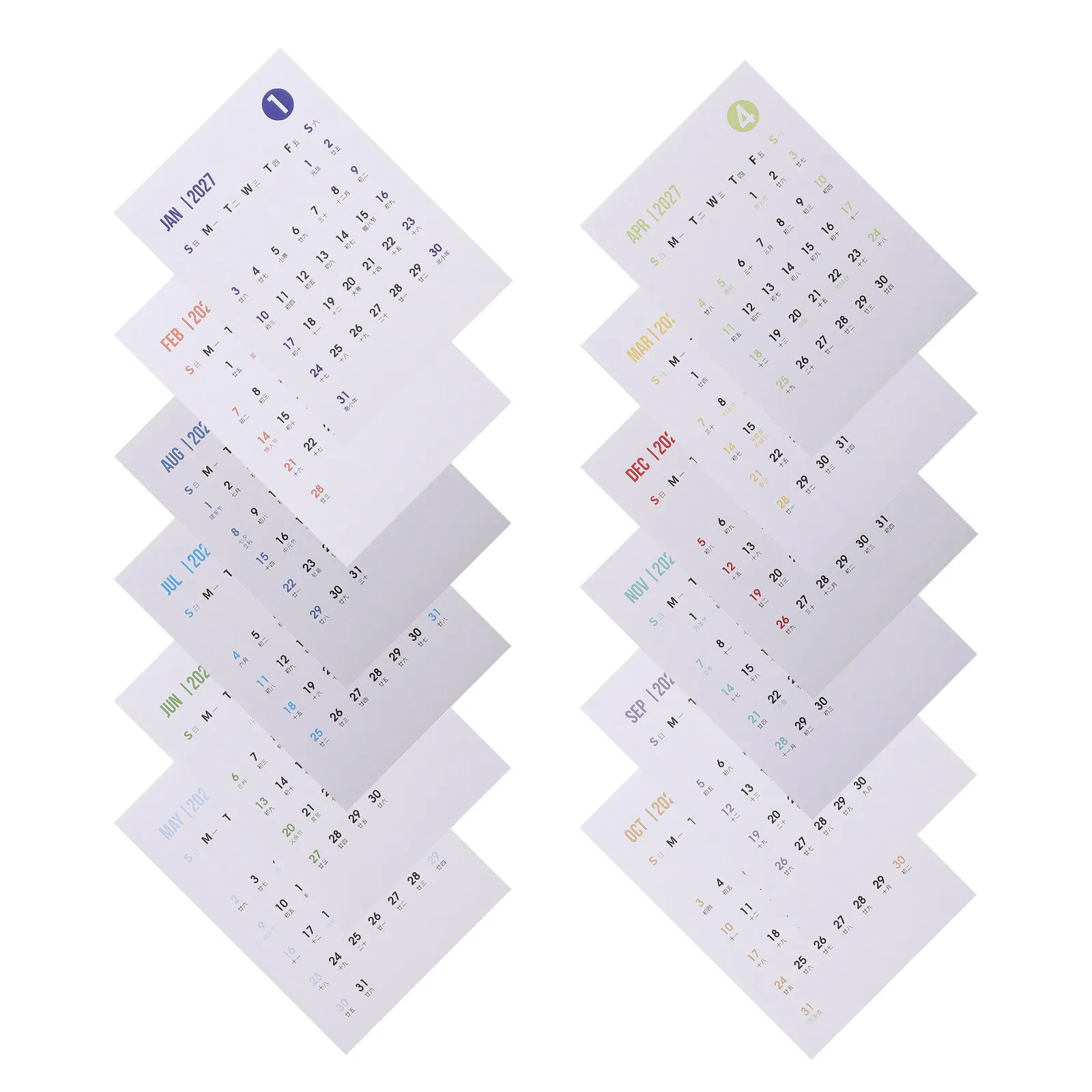1Set 2027 Planner Stickers Monthly Calendar Tabs Self-Adhesive Tear-Resistant Labels for Journals Notebooks Desk Calendaring