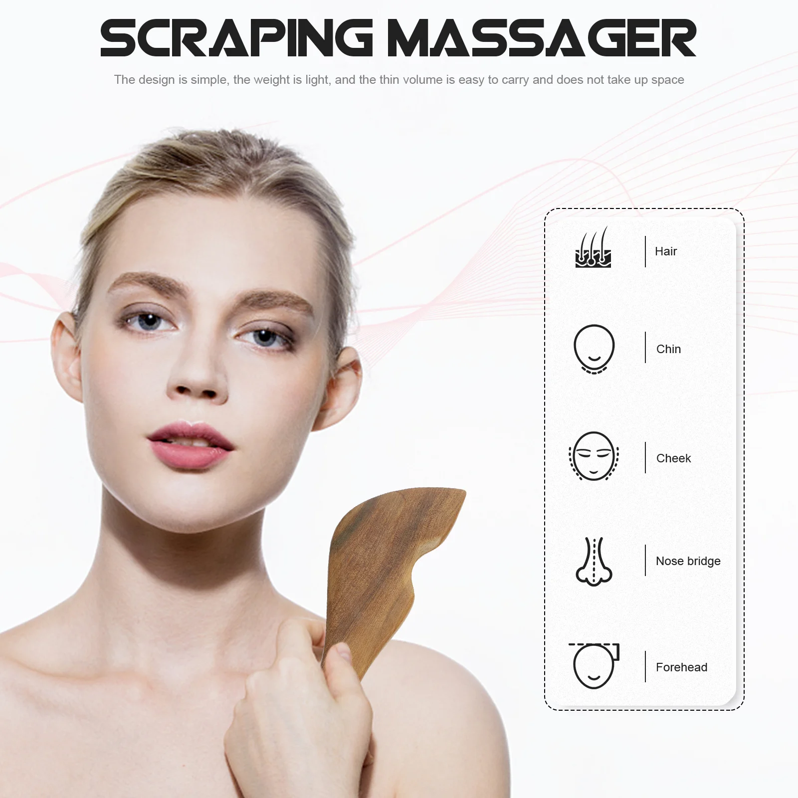 2-delig Gua Sha-massagebord Gezichtsmassageborden Sector Tool Houten krassen Schrapen van de huid