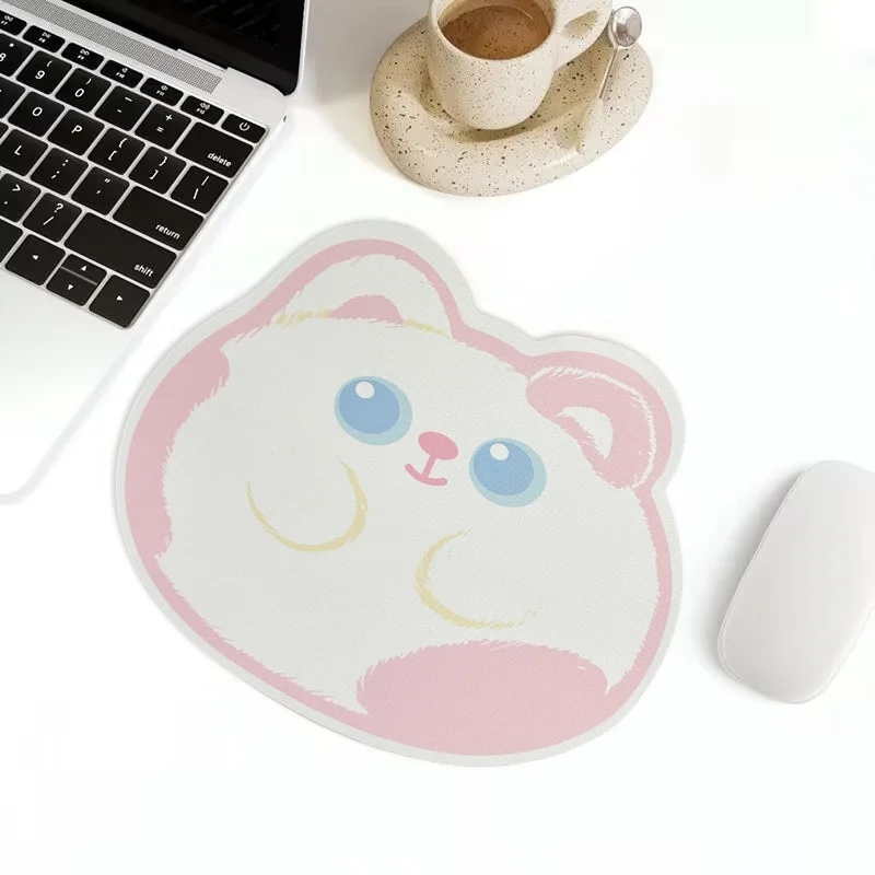 Rubber Pink Cartoon Cat Shaped Mouse Pad 21*26cm Thin Anti Slip Cute Animal Desk Mat Unisex Student Office Gaming