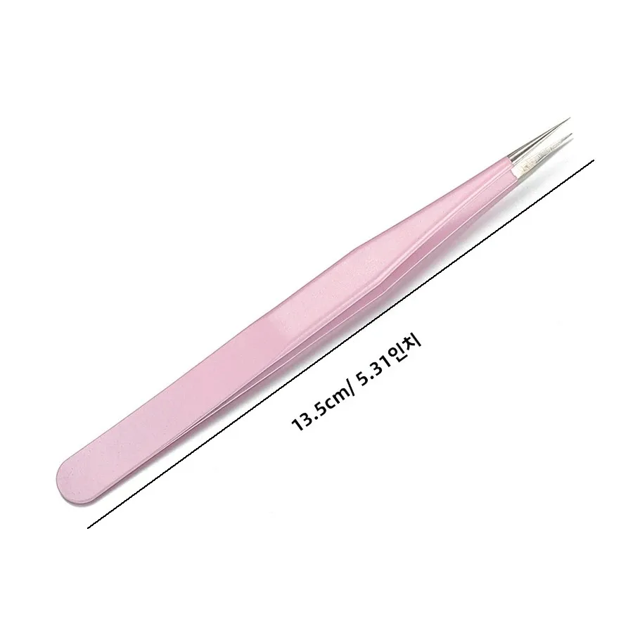 Pink Stainless steel tweezers, straight and curved tweezers, eyelash extension tools, nail art accessories, 2PCs