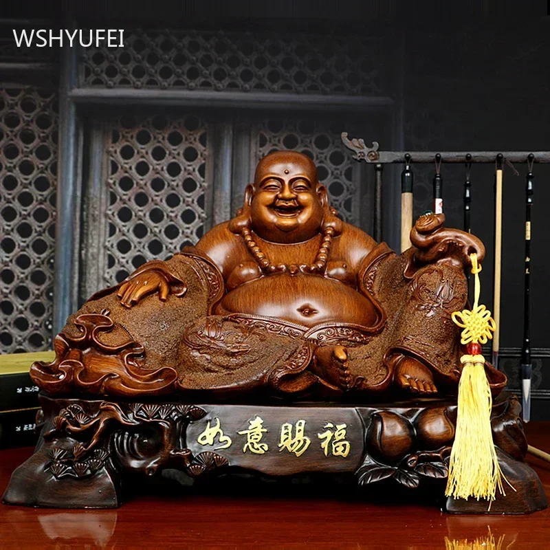 Lucky Money Resin Big-bellied Maitreya Buddha Chinese Style Fengshui Statue Home Ornaments Living Room Decoration Craft Ornament