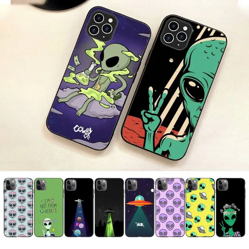 Cute Cartoom Alien Phone Case For Iphone 7 8 Plus X Xr Xs 11 12 13 Se2020 Mini Mobile Iphones 14 Pro Max Case