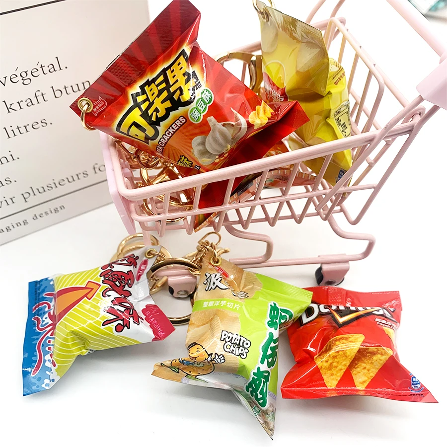 Simulation snack bag keychain mini potato chips potato chips pendant bag mobile phone pendant